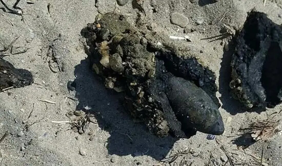 Çanakkale'de bir halk plajında patlamamış top mermisi keşfedildi. Mermi, polis