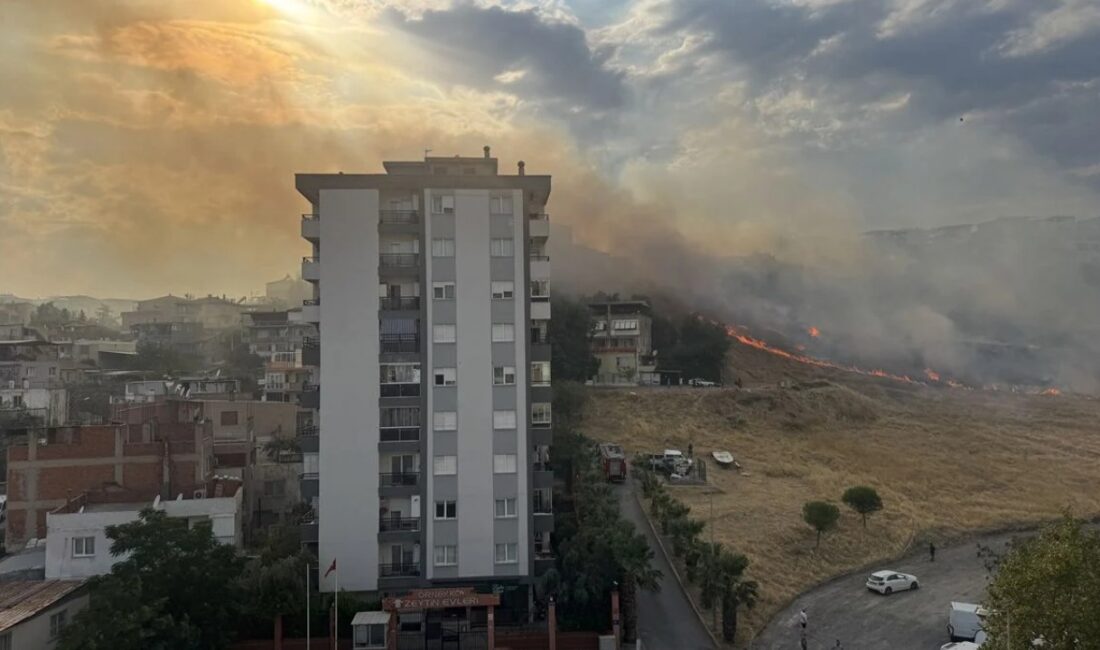 Karşıyaka'da otluk alanda çıkan yangına müdahale ediliyor. Çalışmalarla alevlerin yayılmasının