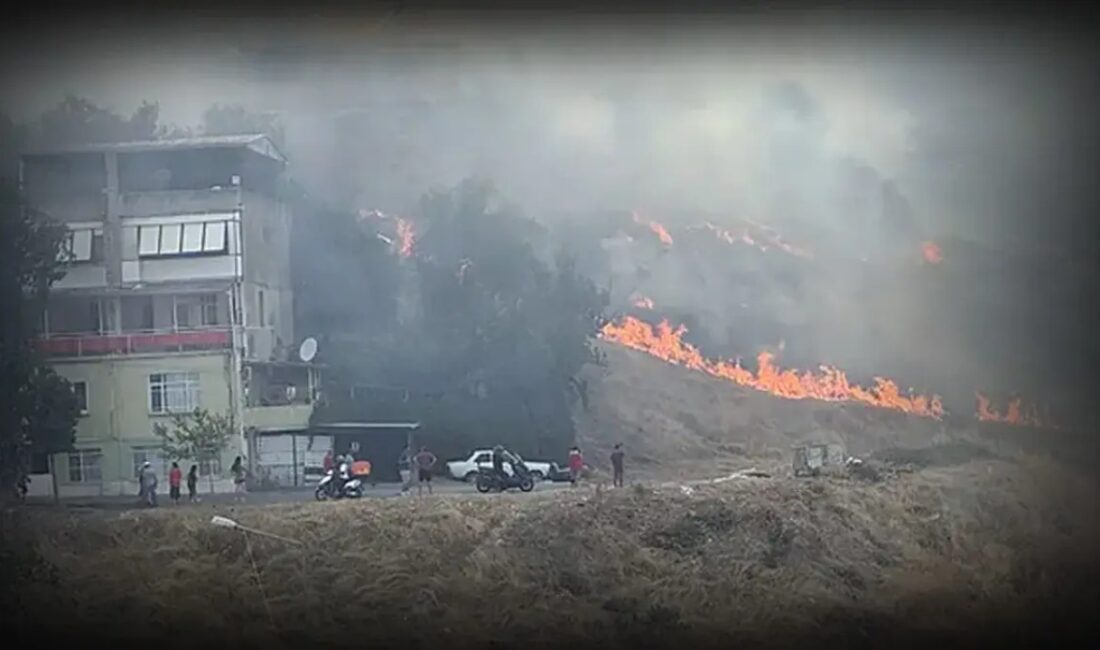 Muğla'nın Marmaris ilçesinde ormanlık alana yayılan yangına hem havadan hem